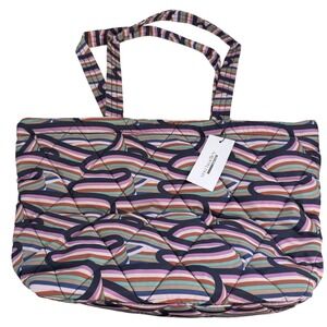 Vera Bradley Small East West Tote Retro Ribbons Ultralight Quilted Bag